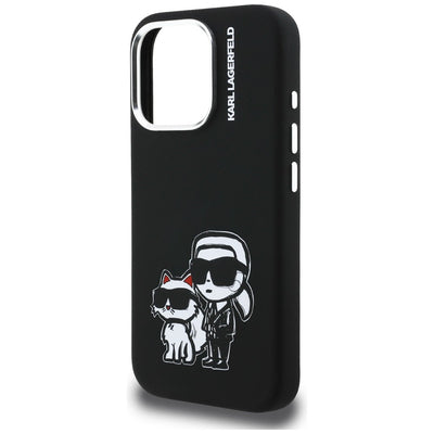 Karl Lagerfeld Silicone Karl&Choupette Sketch MagSafe Case for iPhone 16 Pro - Black