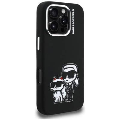 Karl Lagerfeld Silicone Karl&Choupette Sketch MagSafe Case for iPhone 16 Pro Max - Black