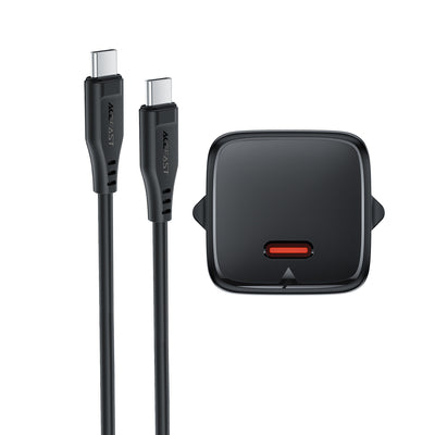 Acefast A118 30W GaN USB-C Wall Charger with USB-C - USB-C Cable 1.2m - Black