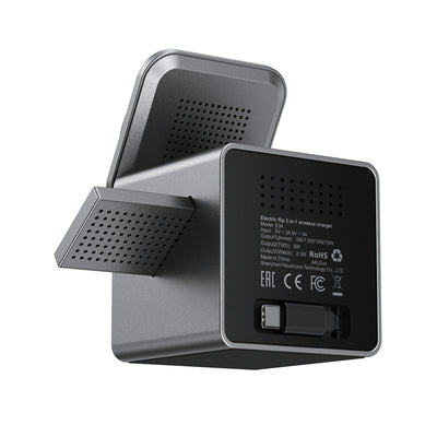 Acefast E34 22.5W 3-in-1 inductive charger with built-in cable for smartphone and smartwatch - gray