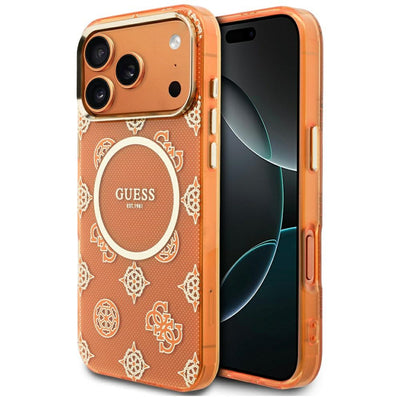 Guess IML Peony Dot MagSafe Case for iPhone 17 Pro Max - Orange