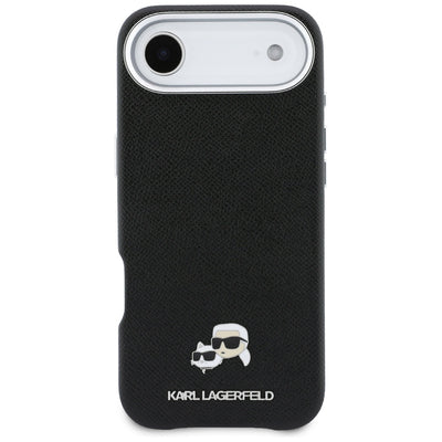 Karl Lagerfeld Karl & Choupette Head Pins Saffiano MagSafe Case for iPhone Air - Black