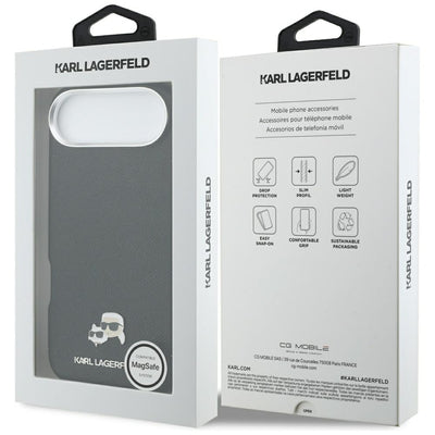 Karl Lagerfeld Karl & Choupette Head Pins Saffiano MagSafe Case for iPhone Air - Black