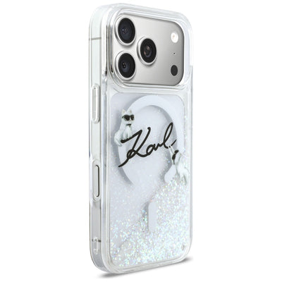 Karl Lagerfeld Liquid Glitter Karl Script Logo MagSafe Case for iPhone 17 Pro - Clear