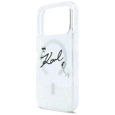 Karl Lagerfeld Liquid Glitter Karl Script Logo MagSafe Case for iPhone 17 Pro - Clear