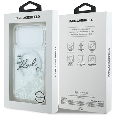 Karl Lagerfeld Liquid Glitter Karl Script Logo MagSafe Case for iPhone 17 Pro - Clear