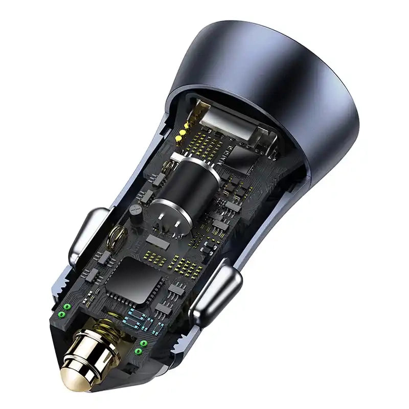 Ładowarka samochodowa Baseus Golden Contactor Pro, USB + USB-C, QC4.0+, PD, SCP, 40W (szara) + kabel USB-C do iP 1m (czarny) - Product Image 5