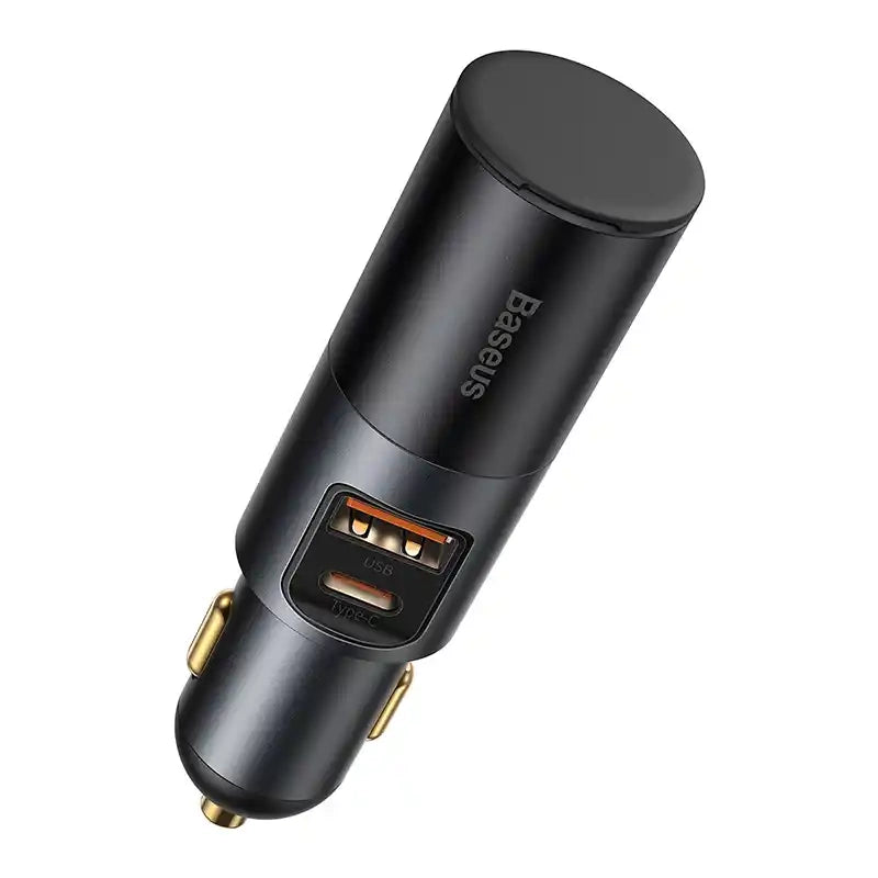 Baseus Share Together Fast Charge Car Charger with Cigarette Lighter Expansion Port, 2x USB, 120W (Gray) - Product Image 3