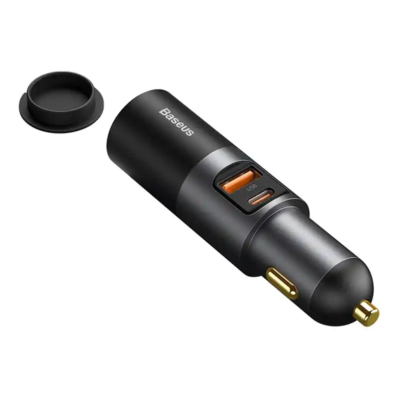Baseus Share Together Fast Charge Car Charger with Cigarette Lighter Expansion Port, 2x USB, 120W (Gray) - Product Image 4
