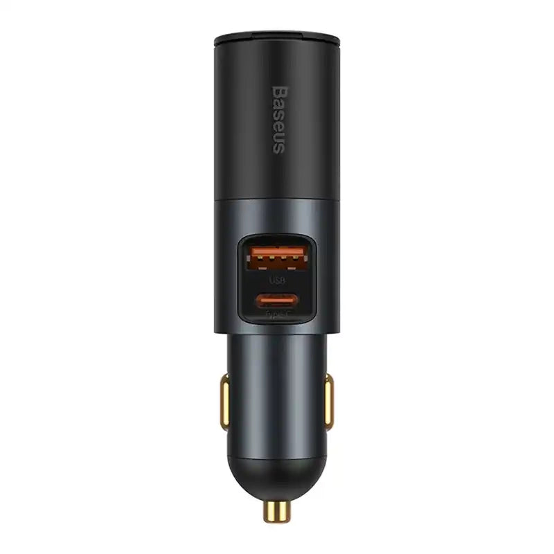 Baseus Share Together Fast Charge Car Charger with Cigarette Lighter Expansion Port, 2x USB, 120W (Gray) - Product Image 2
