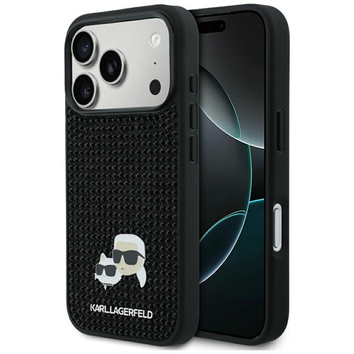 Karl Lagerfeld Rhinestones Karl&Choupette Pin Case for iPhone 17 Pro - Black