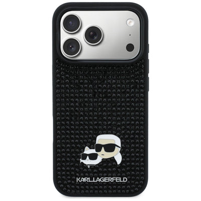 Karl Lagerfeld Rhinestones Karl&Choupette Pin Case for iPhone 17 Pro - Black