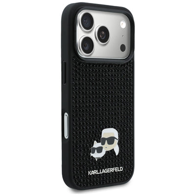 Karl Lagerfeld Rhinestones Karl&Choupette Pin Case for iPhone 17 Pro - Black