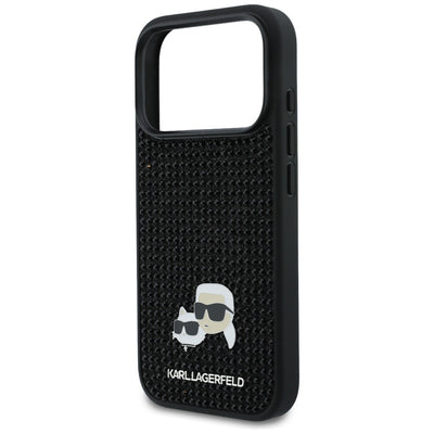 Karl Lagerfeld Rhinestones Karl&Choupette Pin Case for iPhone 17 Pro - Black