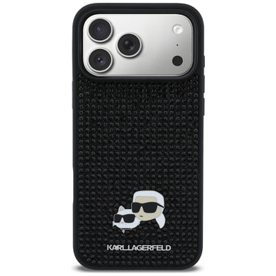 Karl Lagerfeld Rhinestones Karl&Choupette Pin Case for iPhone 17 Pro Max - Black