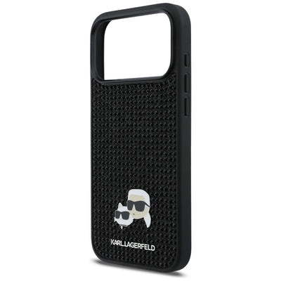 Karl Lagerfeld Rhinestones Karl&Choupette Pin Case for iPhone 17 Pro Max - Black