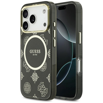 Guess IML Peony Dot MagSafe Case for iPhone 17 Pro - Black