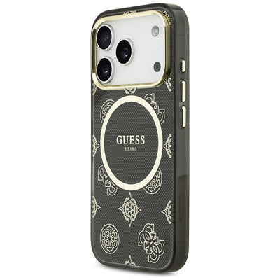 Guess IML Peony Dot MagSafe Case for iPhone 17 Pro - Black