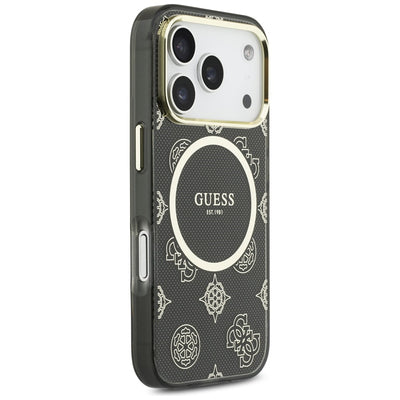 Guess IML Peony Dot MagSafe Case for iPhone 17 Pro - Black
