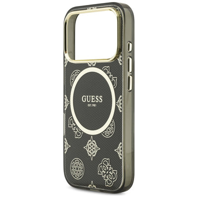Guess IML Peony Dot MagSafe Case for iPhone 17 Pro - Black