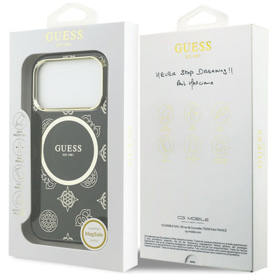 Guess IML Peony Dot MagSafe Case for iPhone 17 Pro - Black