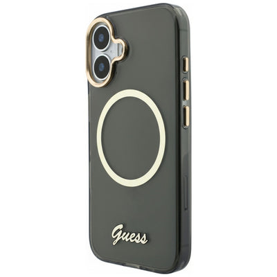 Guess IML Script Metal MagSafe Case for iPhone 17 - Black