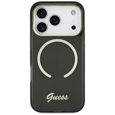 Guess IML Script Metal MagSafe Case for iPhone 17 Pro - Black
