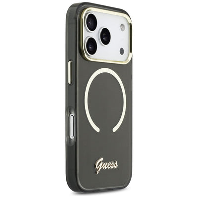 Guess IML Script Metal MagSafe Case for iPhone 17 Pro - Black
