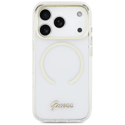 Guess IML Script Metal MagSafe Case for iPhone 17 Pro Max - Clear