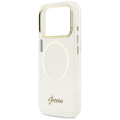 Guess IML Script Metal MagSafe Case for iPhone 17 Pro Max - Clear