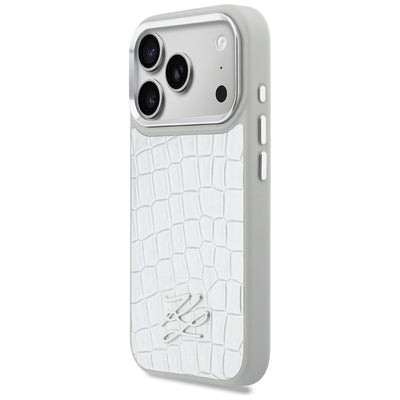 Karl Lagerfeld Croco KL Script Logo MagSafe case for iPhone 17 Pro Max - silver