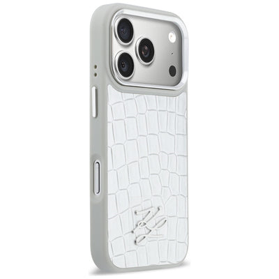 Karl Lagerfeld Croco KL Script Logo MagSafe case for iPhone 17 Pro Max - silver