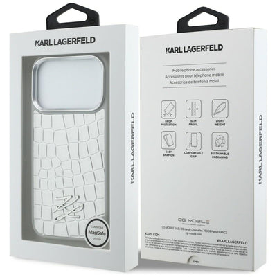 Karl Lagerfeld Croco KL Script Logo MagSafe case for iPhone 17 Pro Max - silver