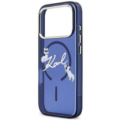 Karl Lagerfeld IML Choupettes Karl Script Logo MagSafe Case for iPhone 17 Pro Max - Blue
