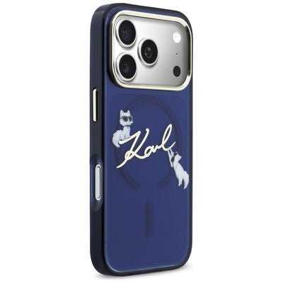 Karl Lagerfeld IML Choupettes Karl Script Logo MagSafe Case for iPhone 17 Pro - Blue