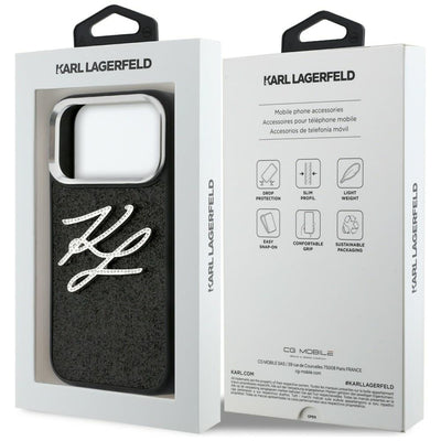 Karl Lagerfeld IML Glitter KL Diamond Logo Case for iPhone 17 Pro - Black