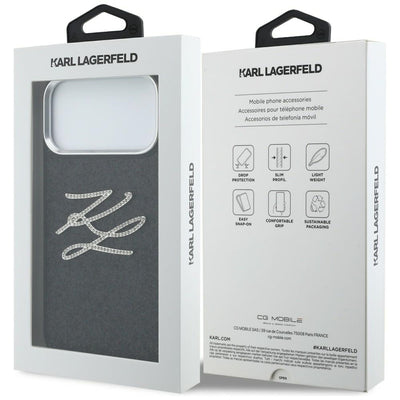 Karl Lagerfeld IML Glitter KL Diamond Logo Case for iPhone 17 Pro Max - Black