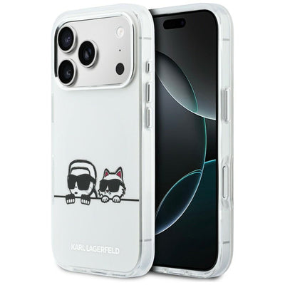 Karl Lagerfeld IML Karl & Choupette Peekaboo Logo MagSafe Case for iPhone 17 Pro Max - White