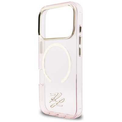 Karl Lagerfeld IML KL Script Logo MagSafe Case for iPhone 17 Pro Max - Pink