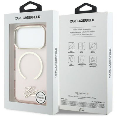 Karl Lagerfeld IML KL Script Logo MagSafe Case for iPhone 17 Pro Max - Pink