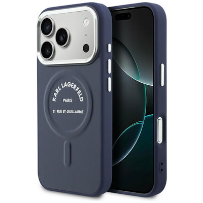 Etui Karl Lagerfeld Karl RSG Logo MagSafe na iPhone 17 Pro - niebieskie
