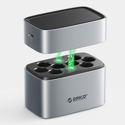 Orico EV8 AA Lithium Battery Charger with Storage Function - Silver