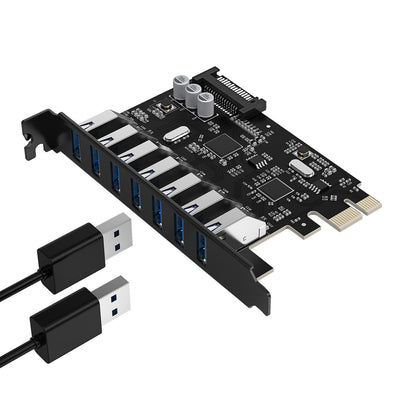 Orico PVU3 PCI-E 7x USB 3.0 Expansion Card for Desktop - Black