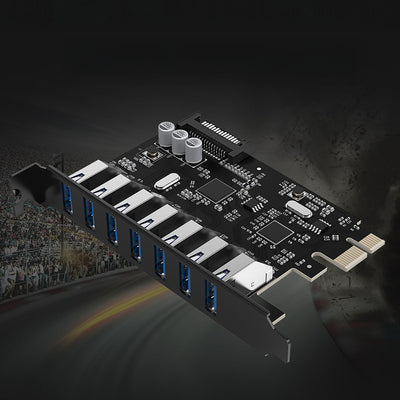 Orico PVU3 PCI-E 7x USB 3.0 Expansion Card for Desktop - Black