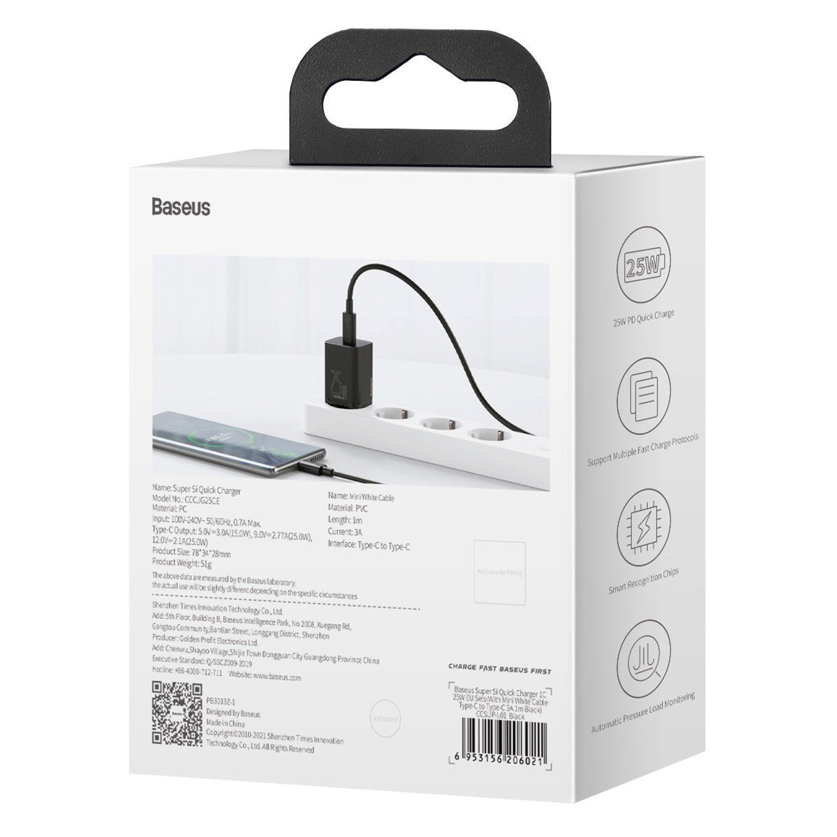 Baseus Super Si Quick Charger 1C 25W with USB-C cable for USB-C 1m (black) - Product Image 13
