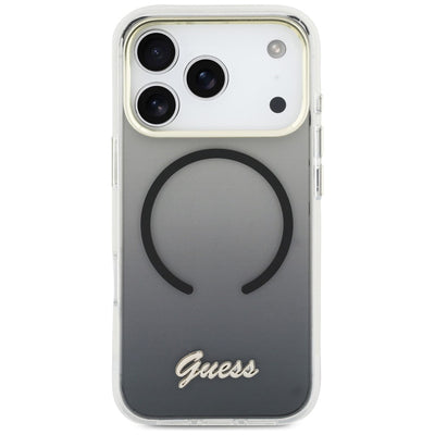 Guess IML Gradient Script Metal MagSafe Case for iPhone 17 Pro - Black