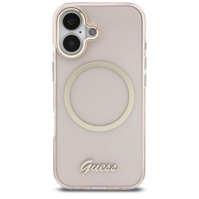 Guess IML Script Metal MagSafe Case for iPhone 17 - Pink