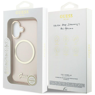 Guess IML Script Metal MagSafe Case for iPhone 17 - Pink