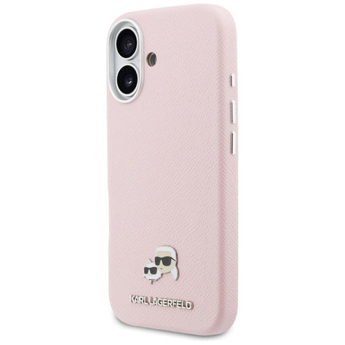 Karl Lagerfeld Karl & Choupette Head Pins Saffiano MagSafe Case for iPhone 17 - Pink