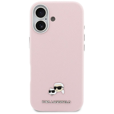 Karl Lagerfeld Karl & Choupette Head Pins Saffiano MagSafe Case for iPhone 17 - Pink